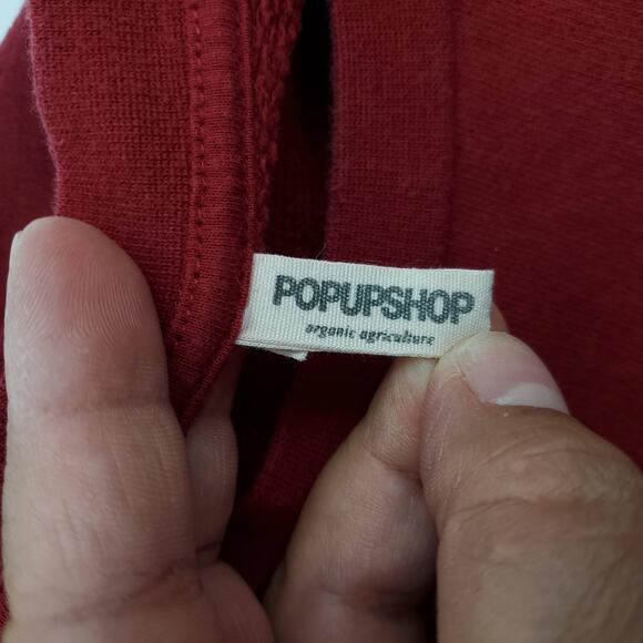 Popupshop Sweater Youth 12Y 152 Red Organic Cotton Crewneck Pullover Fleece Top - Picture 5 of 8